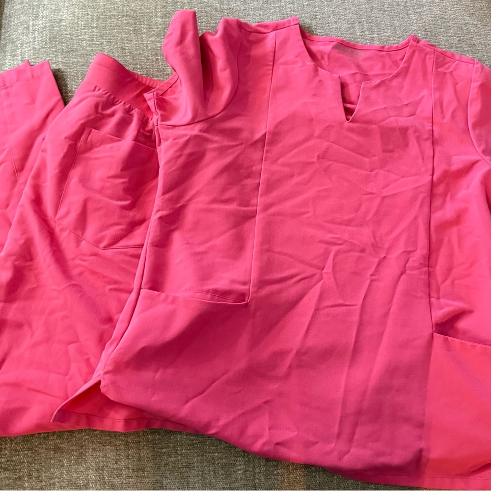 Women's Pink Split-Neck Blouse with Pocket Detail